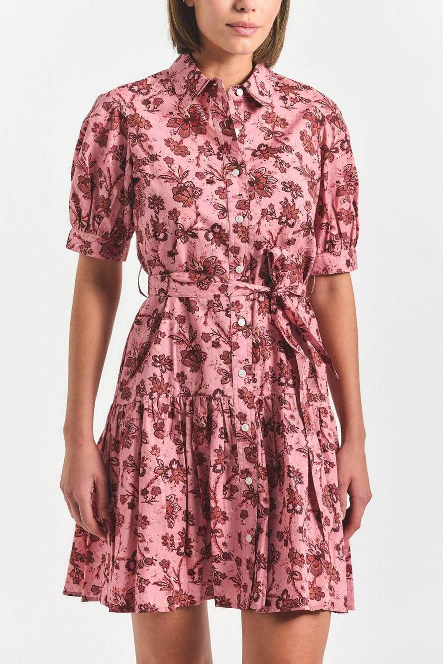 NEW DEREK LAM 10 CROSBY floral shirt dress in pink